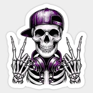Skeleton Rocker Cap Skater Halloween Punk Rock Sticker